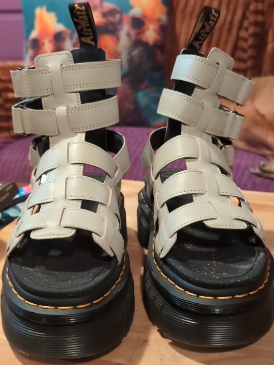 Dr. Martens Shoes - Dr. Martens Chunky Strappy Sandals in Light Cobblestone Gray and Black